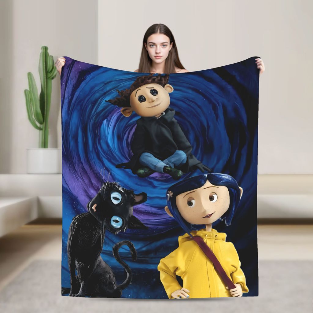 Coralines Blanket Quality Warm Soft Horror Cartoon Throw Blanket Winter Girls Boys Living Room Funny