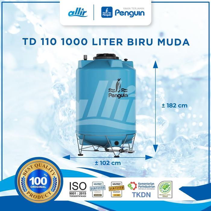 Allir - Toren Air Penguin TD110 1000 Liter Tandon Tangki Air Total Drain Tank 1000L - Biru Muda