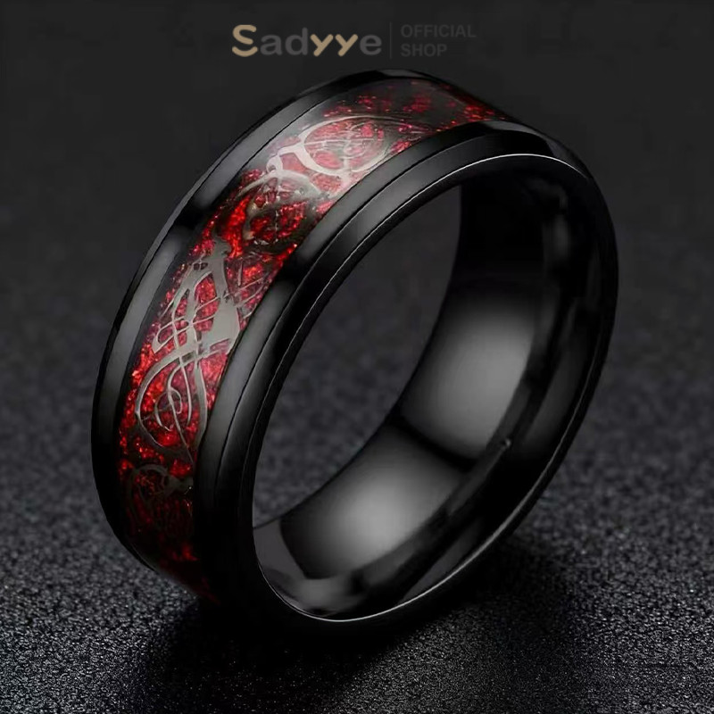 Cincin Pria Bermotif Gaya Keren Serbaguna Trendi Anti Karat