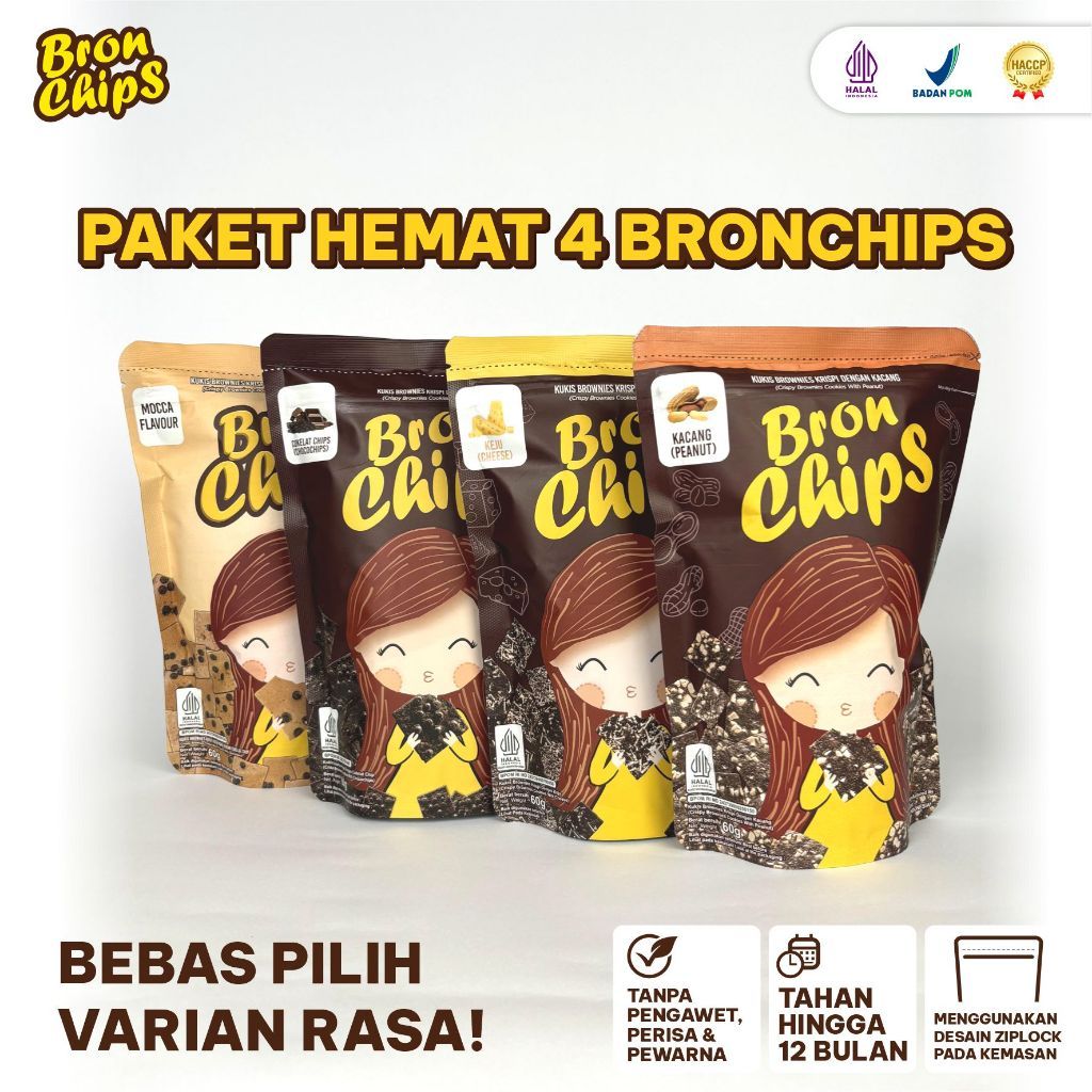 Bronchips Paket Hemat 4 Pcs Keripik Brownies Crispy