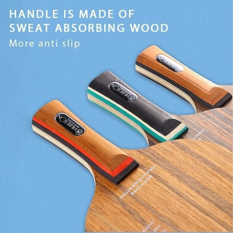Huieson Bet Tenis Meja Pingpong Kayu High Tech Surface 5 Ply Wood + 2 Ply Carbon Fiber Blade Fast