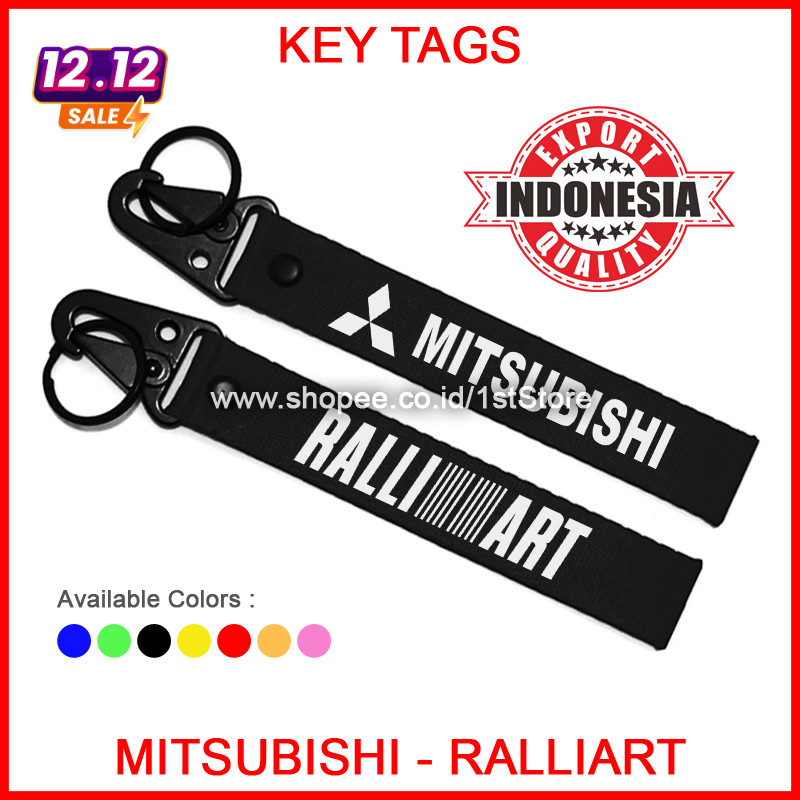GANTUNGAN KUNCI MITSUBISHI RALLIART PREMIUM LOGO KEYCHAIN HIGH QUALITY KEY CHAIN TOW TOWING STRAP AK