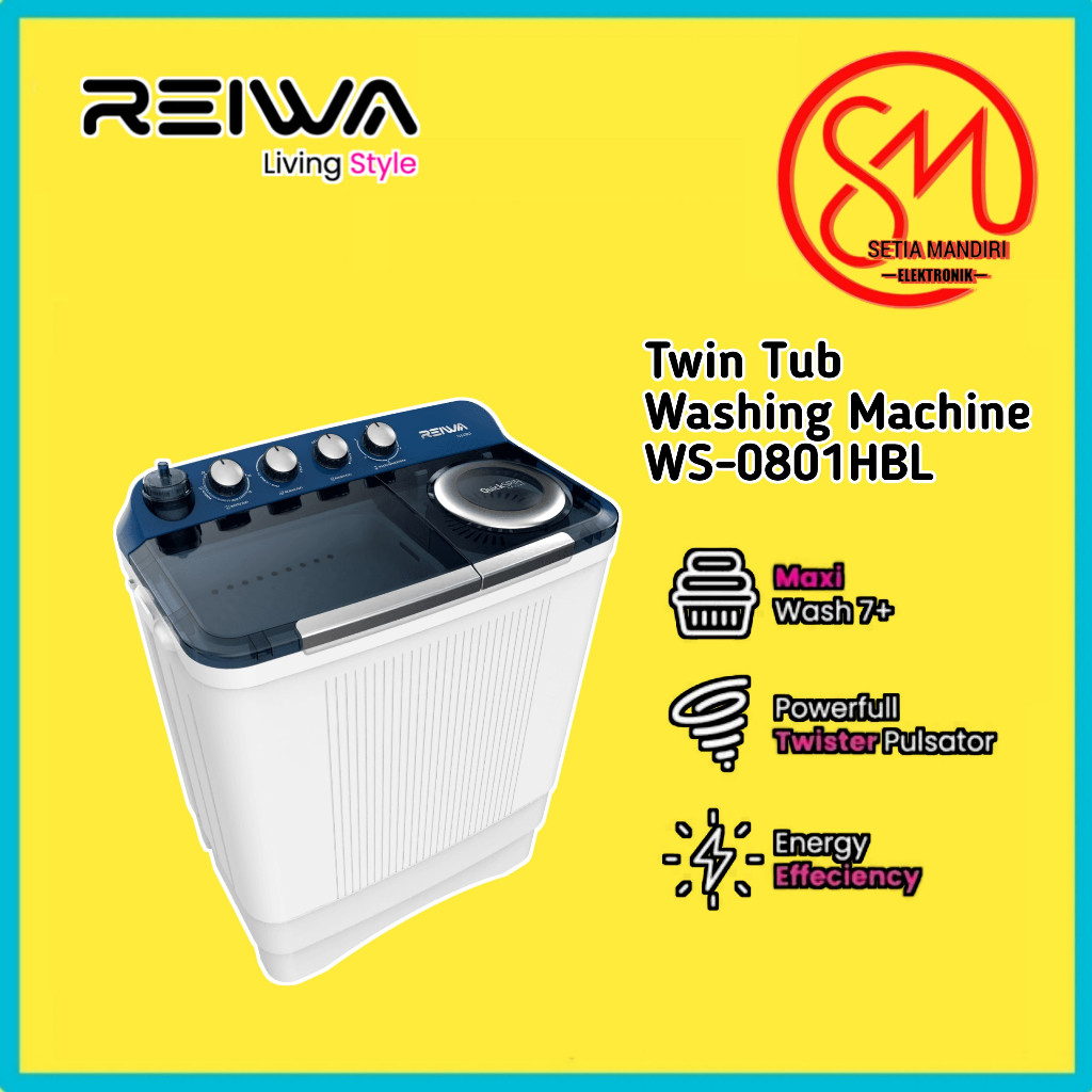 PROMO REIWA Mesin Cuci 2 Tabung 7KG Hijab Mode 7 KG WS-0801