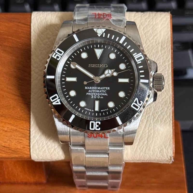 Seiko Submariner Black No Date El Clasico NH35 Sapphire Automatic