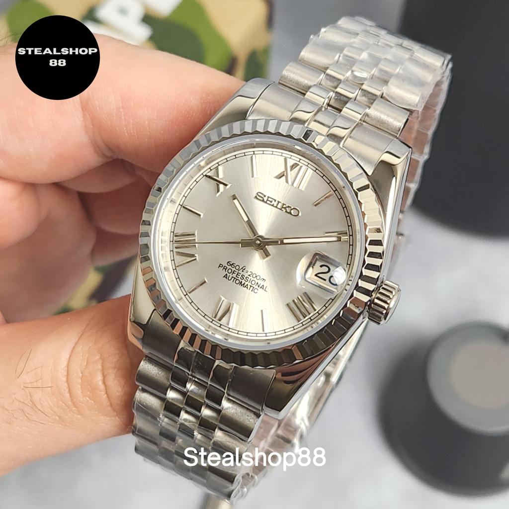 Seiko Mod Datejust Rhodium Grey Roman NH35