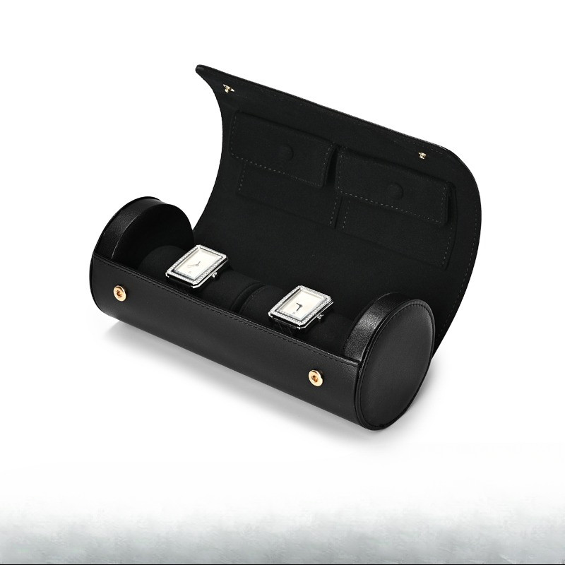 FANXI Watch Box Jewelry Storage Elegant Black Leather Design with Soft Lining Portable Case for Stor