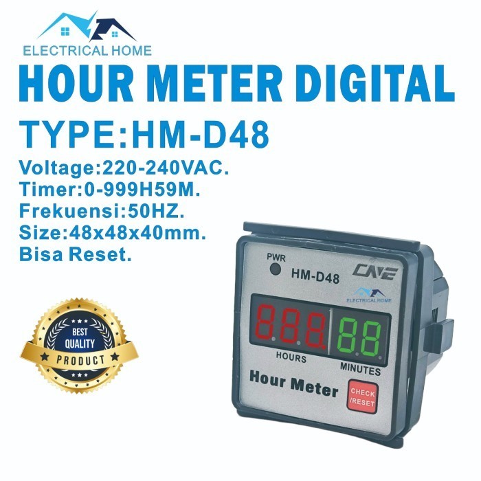 Hour Meter Digital HM-D48 Reset 220VAC