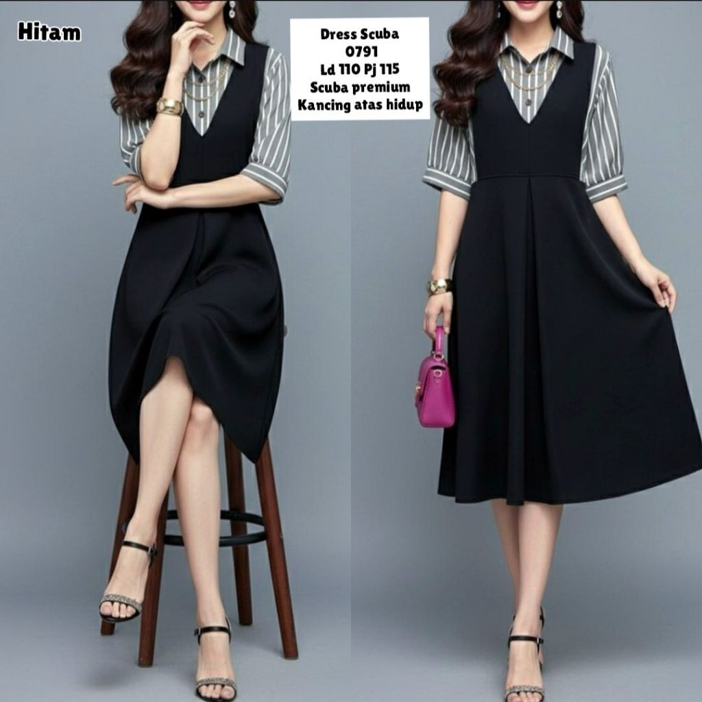 0791 DRESS SCUBA KOMBI SALUR LD 110CM IMPORT