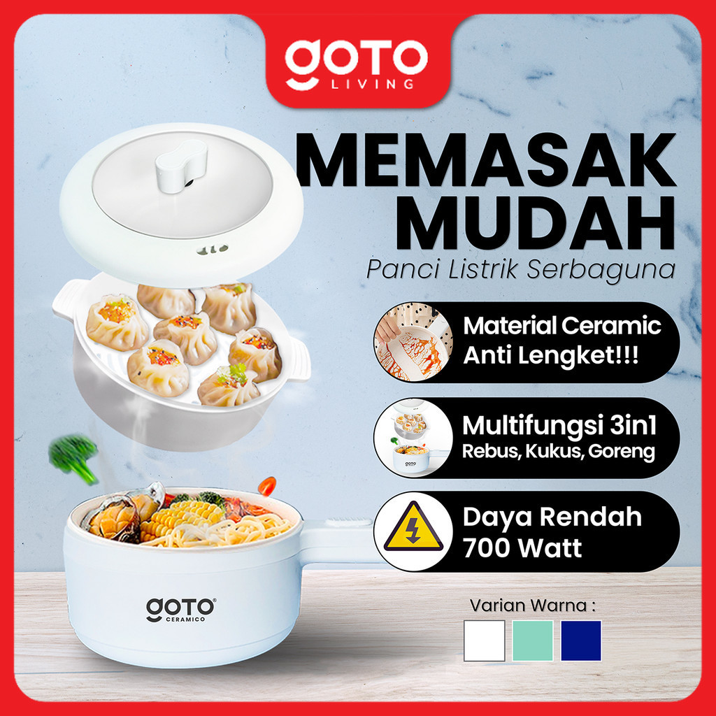 Goto Ceramico Panci Listrik Fry Pan Electric Cooker Keramik Serbaguna