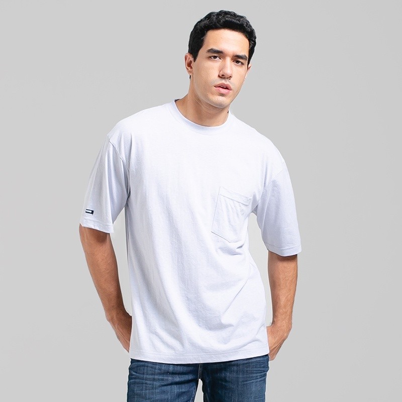 3Second Original Kaos Polos Lengan Pendek 100% Cotton Combed 30s Katun Tshirt Basic Pocket Pria Abu 
