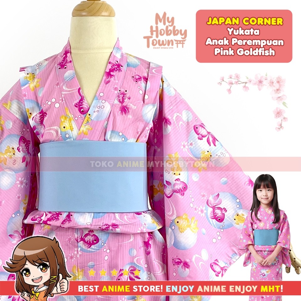 Yukata Kimono Anak Perempuan : Pink Goldfish - Baju Jepang