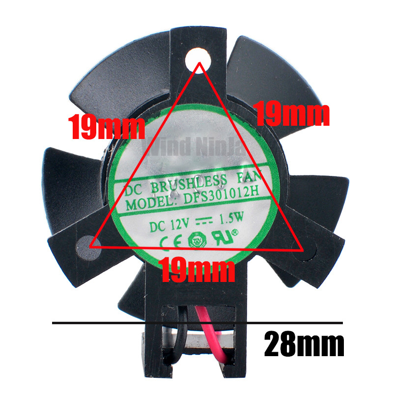 DFS301012H 28mm ameter Cooling Fan 19x19x19mm Hole Spacing DC12V 1.5W 2pin for Router Industrial Com