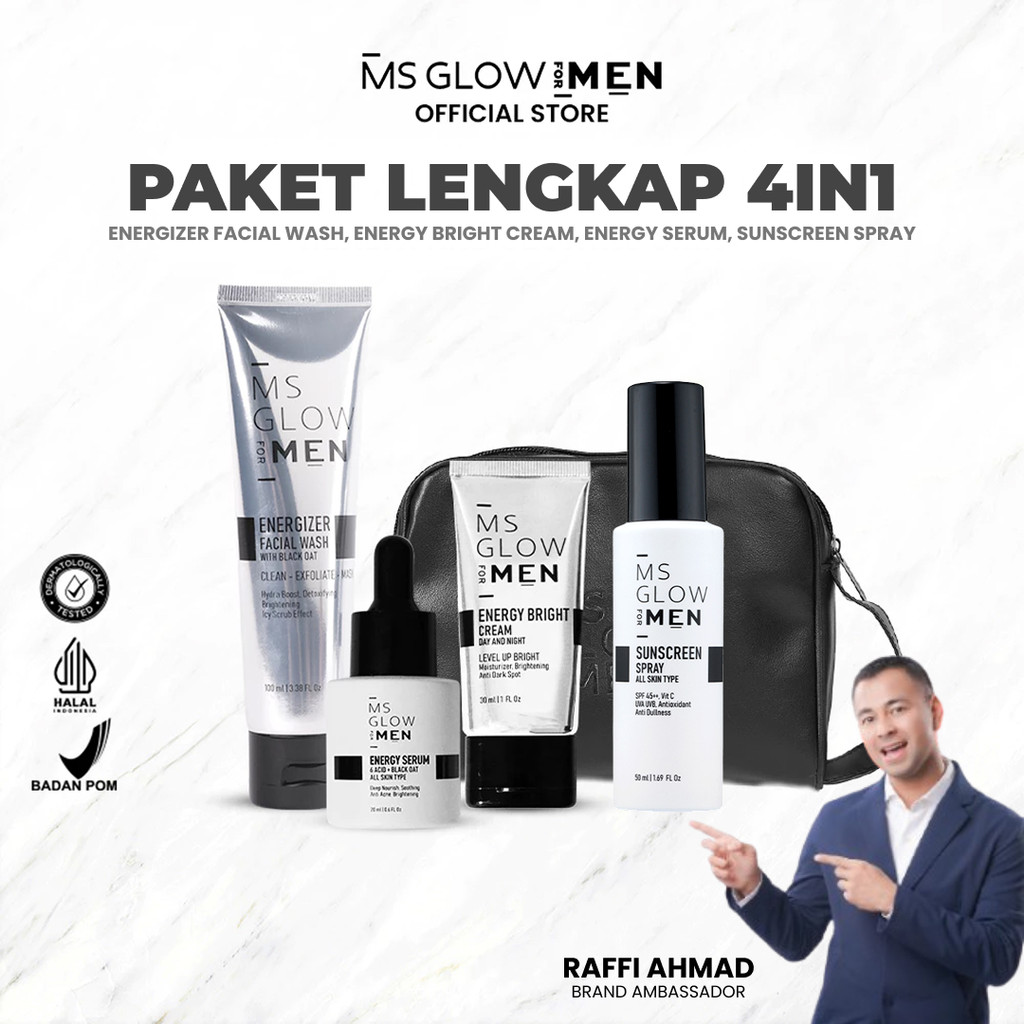 Ms Glow For Men Paket Wajah Lengkap 4in1 Skincare Cowok 1 Set Lengkap Ms Glow Men Official Store