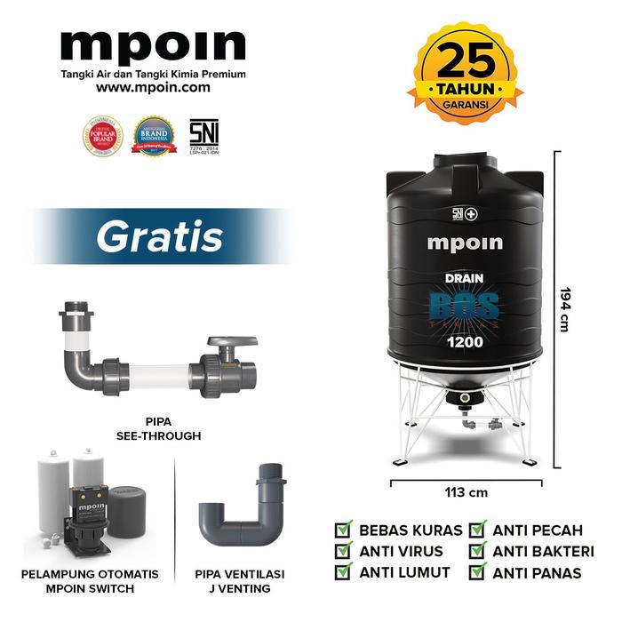 Tangki Air MPOIN PLUS 1200 Liter DRAIN - Toren Air - Tandon Air