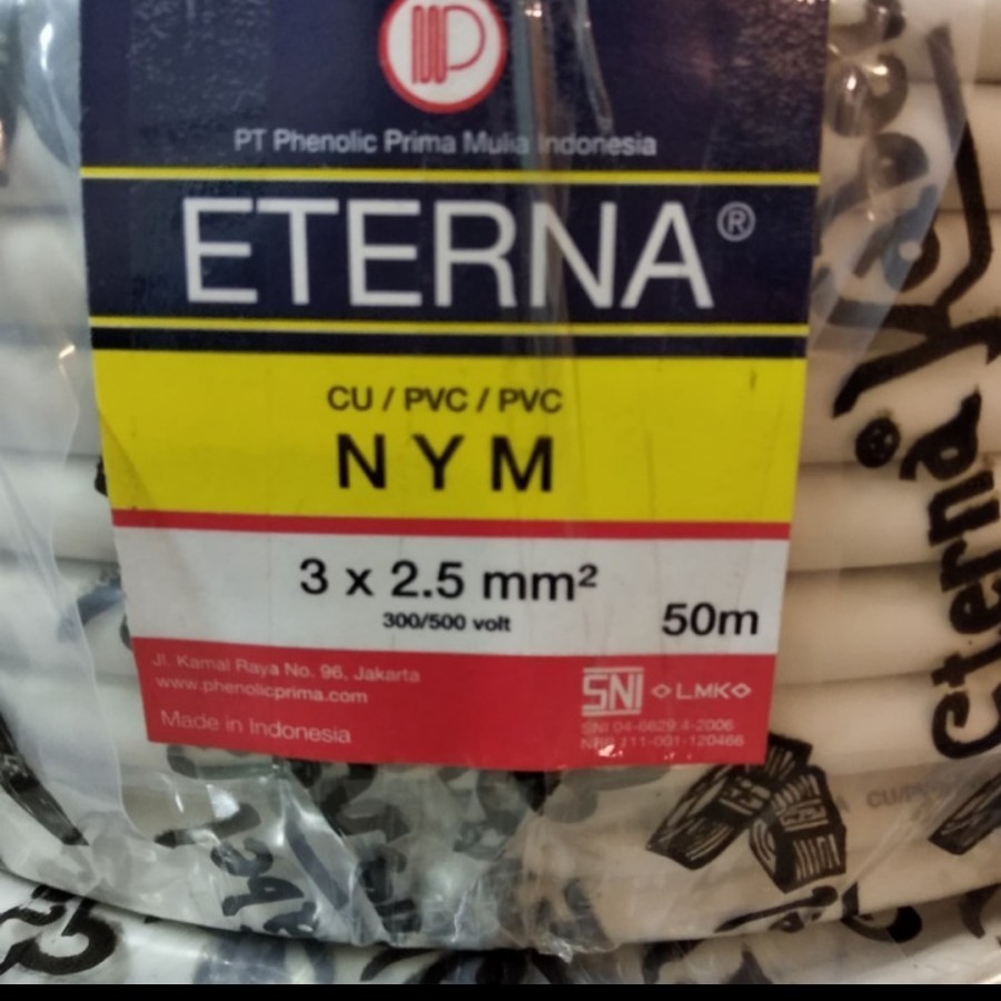 KABEL LISTRIK  ETERNA 3X2.5 KABEL ETERNA NYM 3X2.5 KAWAT TEMBAGA METER