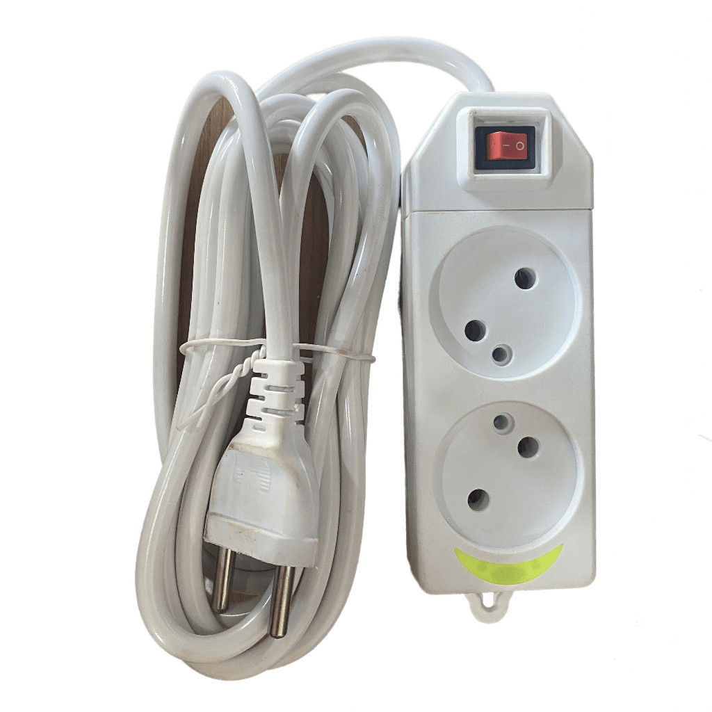 STOP KONTAK GEPENG 2 LUBANG 3 METER TERMINAL LISTRIK 2 LUBANG SAKELAR  2 LUBANG