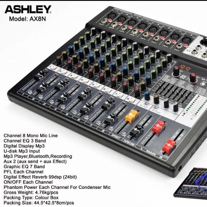 Mixer Ashley AX8N 8 Channel Usb Bluetooth Original HARGA NEGO