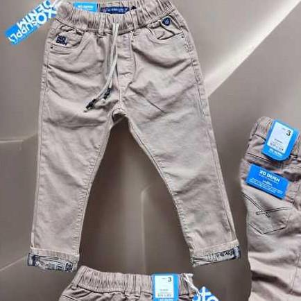 IB KIDS [BISA COD] 8985 CELANA PANJANG KATUN XO DENIM SIZE 4-12 TAHUN (TAUPE-MOCCA-HITAM)
