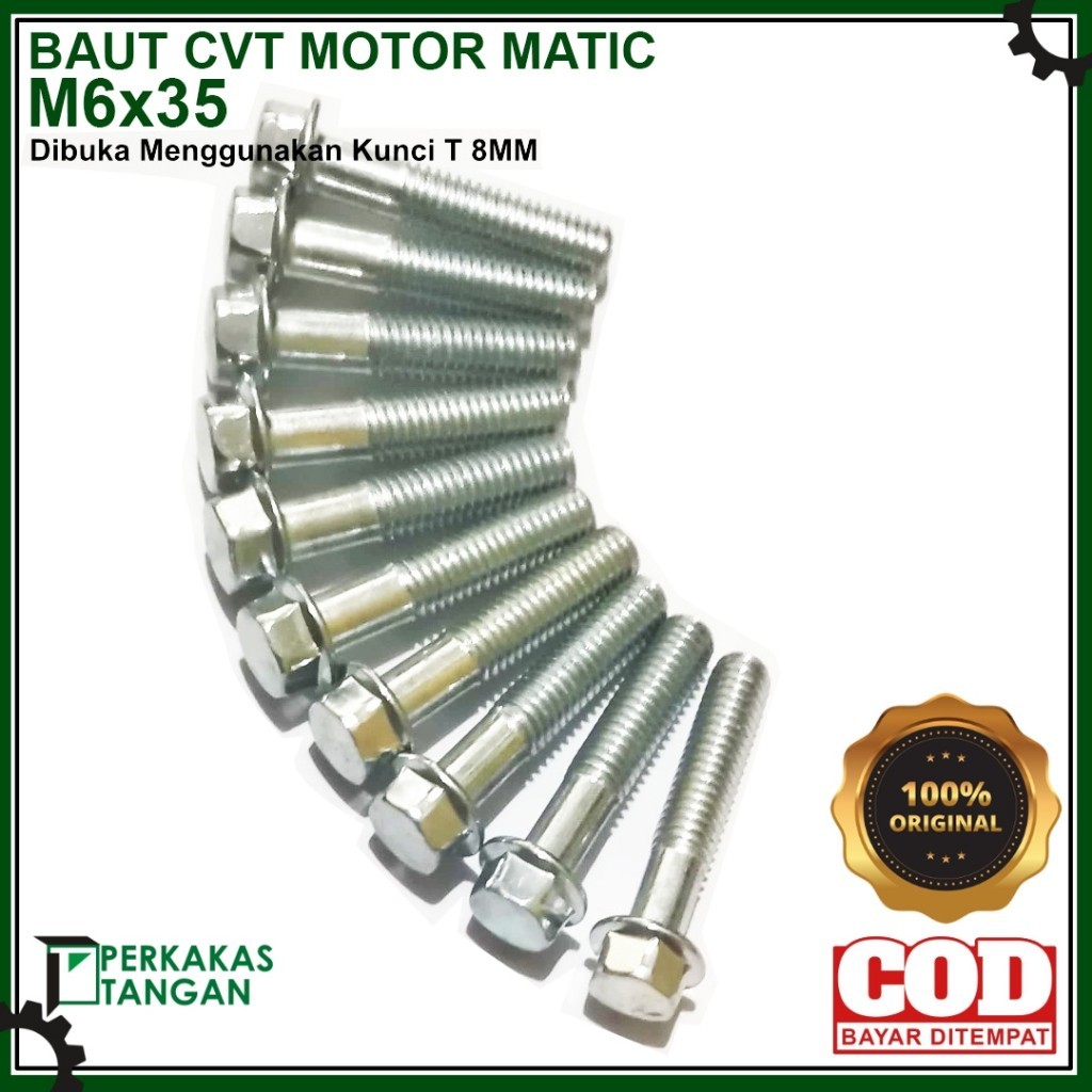 Baut CVT Flange M6x35 Kunci 8 untuk Mesin CVT Motor Honda Supra CBR PCX ADV Vario Original