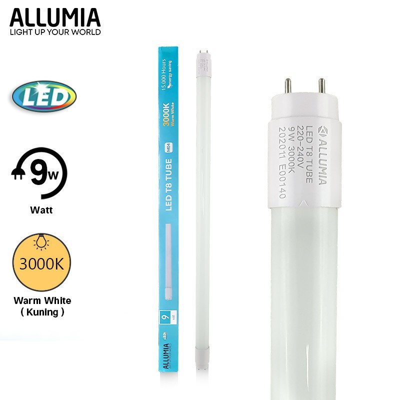 LAMPU ALLUMIA T8 TUBE GLASS 9 &18 WATT TL LED