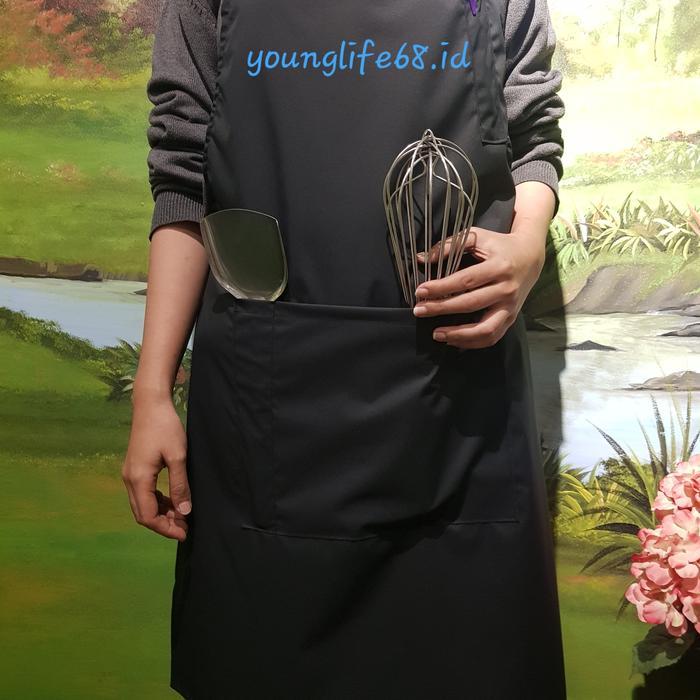 apron masak waterproof premium / apron barista / celemek masak import - Hitam