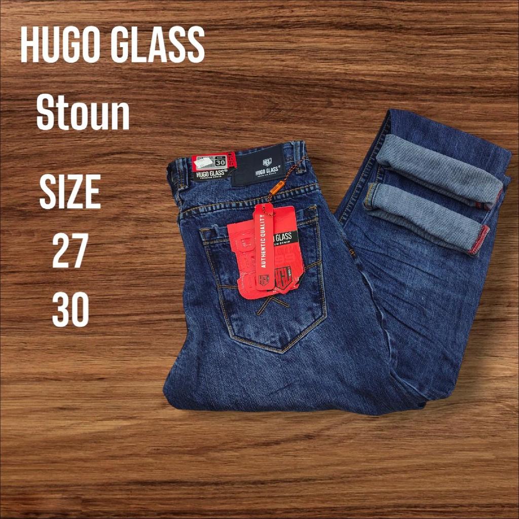 celana hugo glass panjang cowok Jeans Denim