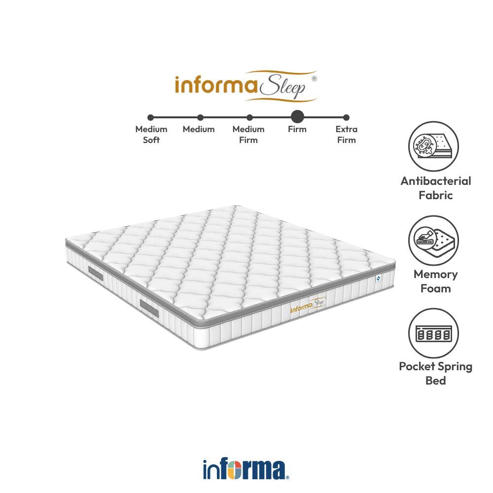 Informa Sleep 180x200x25 cm Antibacterial-2 Kasur Pocket Springbed In Box - Putih Tempat Tidur Matra