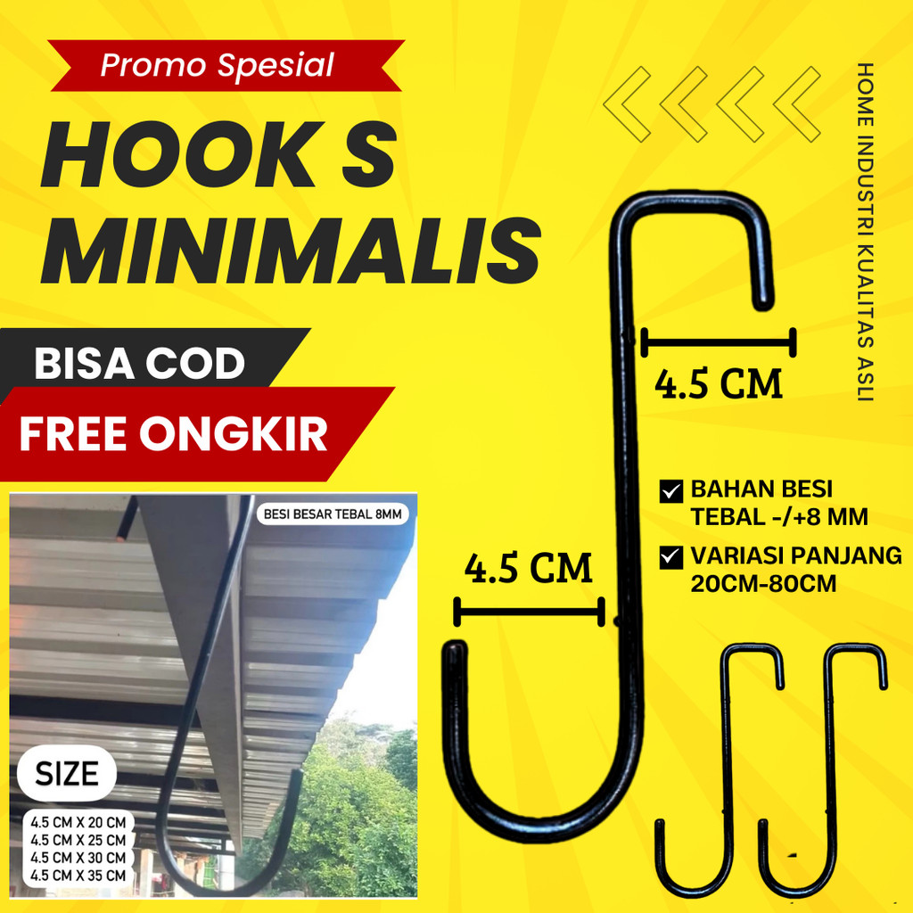 besi S,cantolan besi S/gantungan kandang burung/gantungan pot bunga