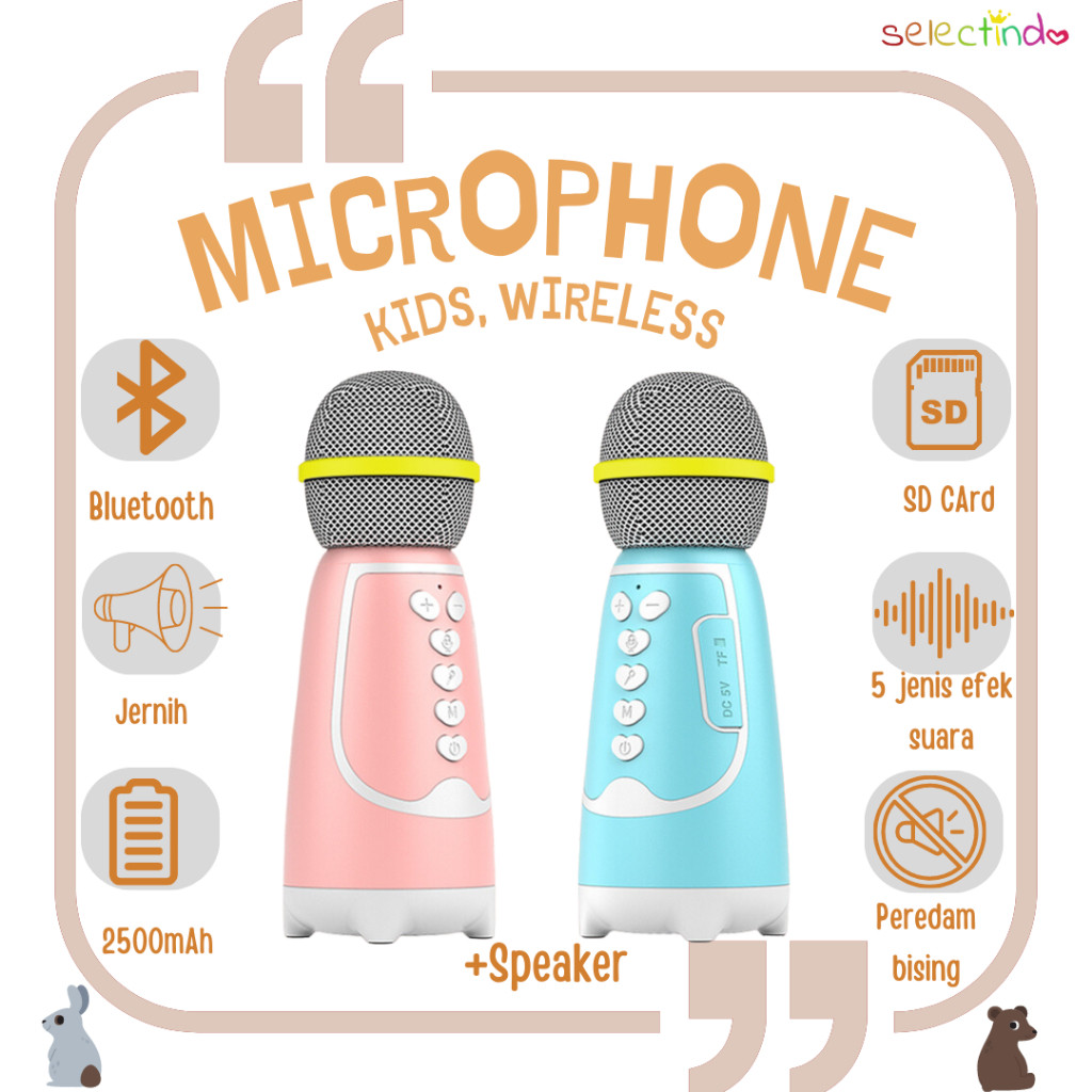 NMZSHOP Mic Anak / Mikrofon Anak / Kids Microphone Bluetooth Speaker / Mic Karaoke / Musik / Bernyan