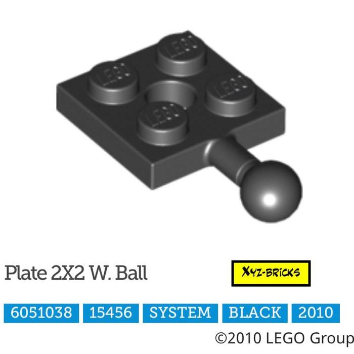 LEGO PARTS 6051038 - Plate 2x2 with Ball Black