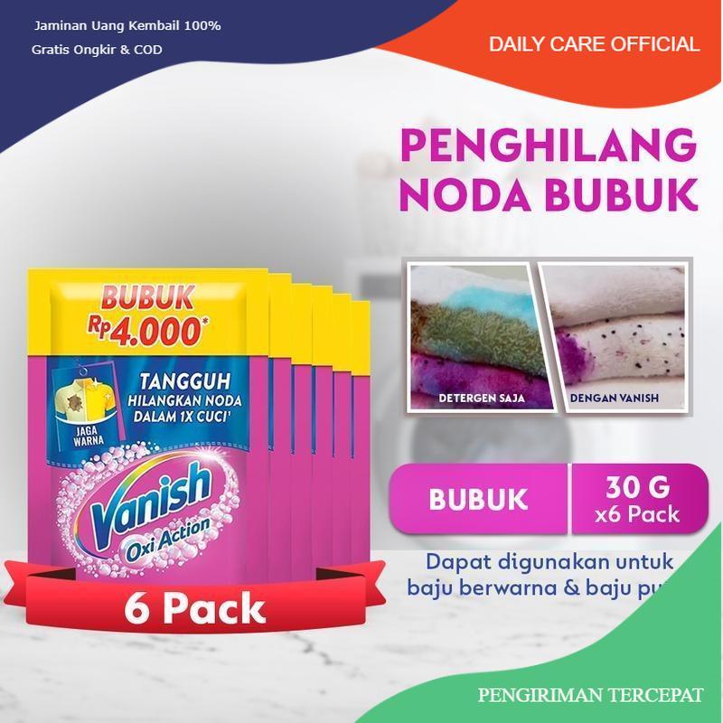 [6 PCS] Vanish Bubuk Pink 30gr - Deterjen Penghilang Noda Membandel pada Baju, Pemutih dan Pencerah 