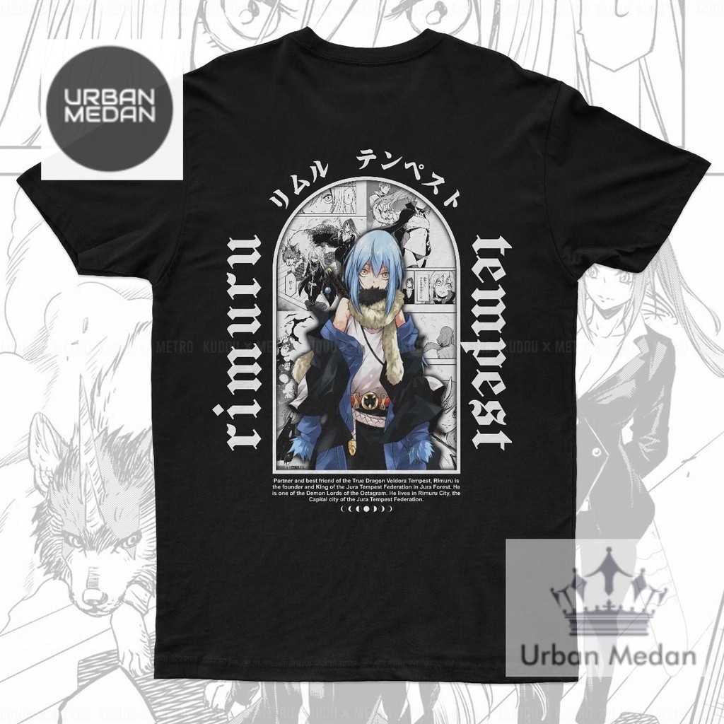 T-shirt Kaos Rimuru Tempest Demon Lord Black Anime Manga Tensei Shitara Slime Datta Ken