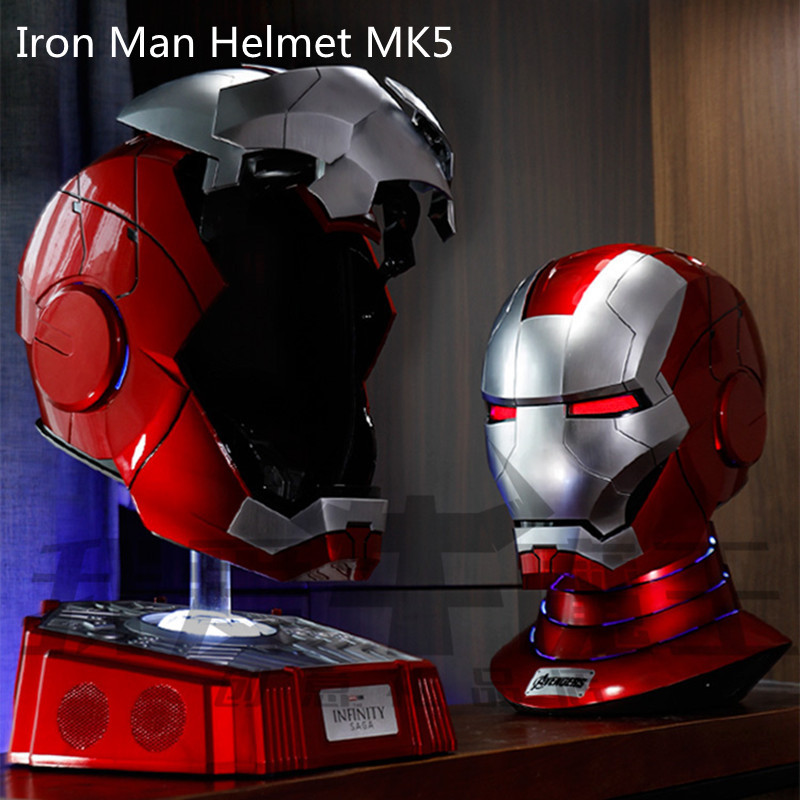 OKAMA RUN 1/1 Iron Man Mk5 Helmet Automatic Mask Remote And Voice Control Collection Level Iron Man 