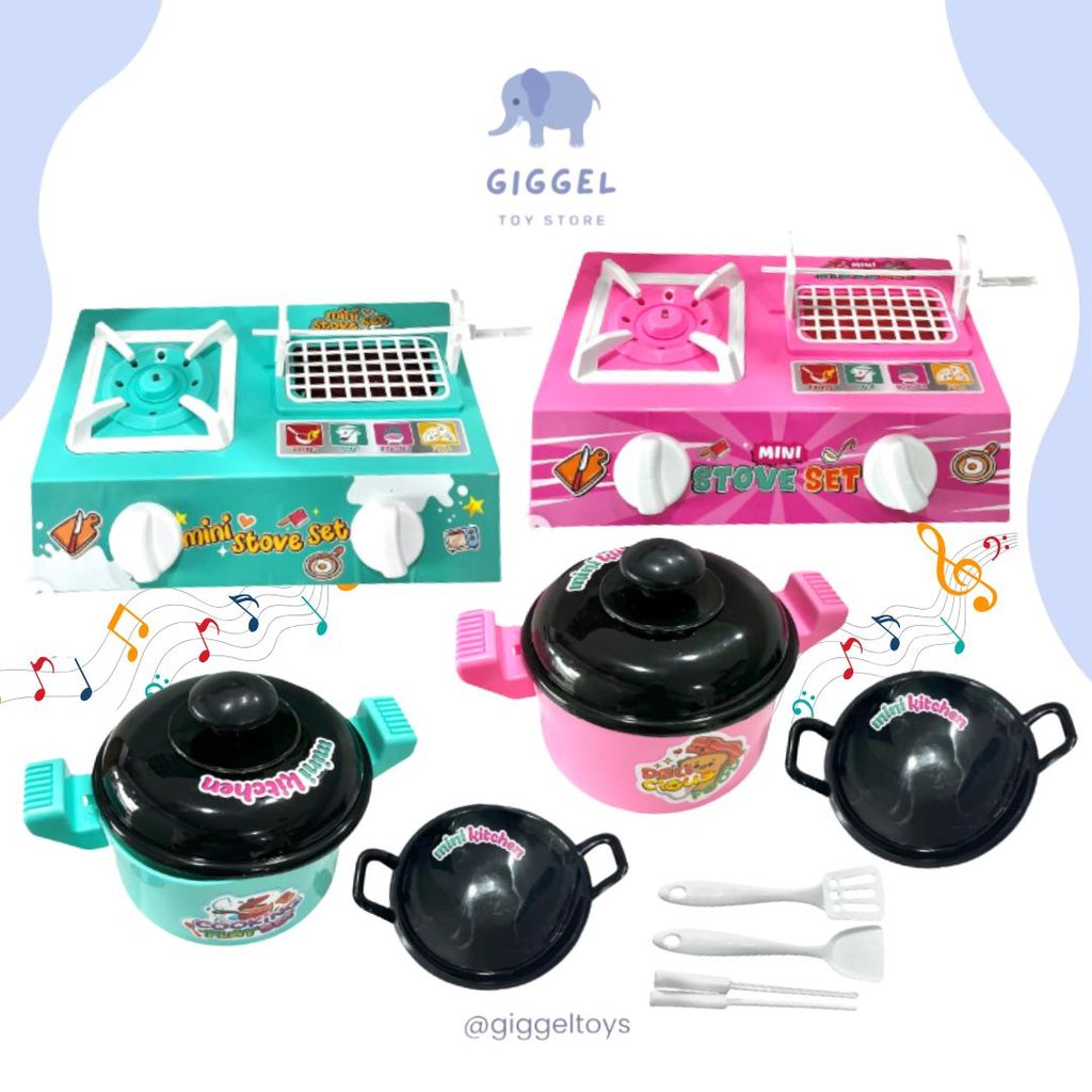 [ Giggel ] Mainan Anak Mini Kitchen Set Nyala Ada Lampu Dan Suara / Kompor Kitchen Set Luxury Stove