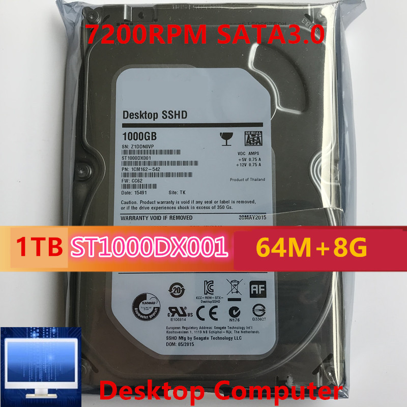 New Original SSHD For Seagate 1TB SATA 3.5" 64MB+8G 7200RPM For Internal SSHD For Desktop SSHD For S