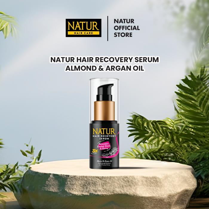 Natur Hair Recovery Serum Almond & Argan Oil 60 ml - Haircare Serum Melembabkan Rambut Acid Kering -