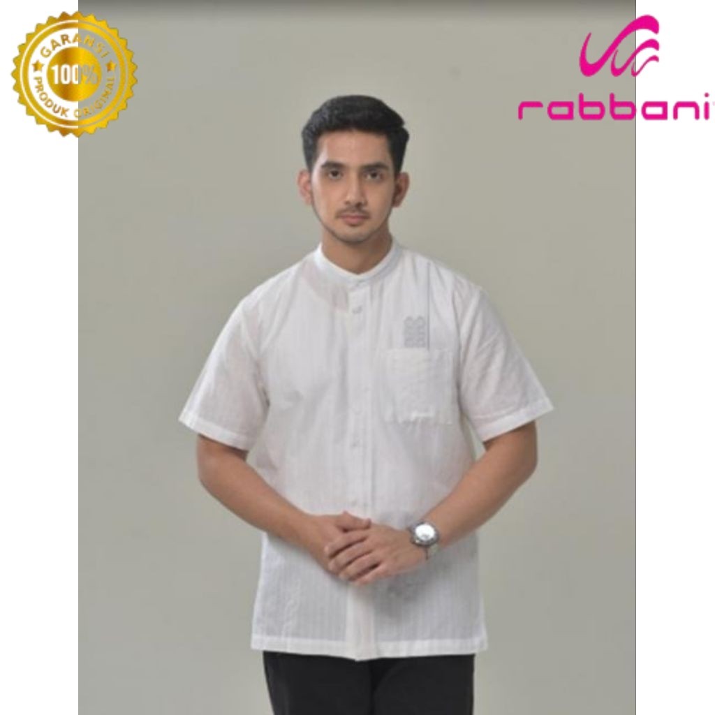 RABBANI ORI -  KEMKO RABBANI KIYAMAN PDK warna putih KEMEJA KOKO RABBANI lengan pendek