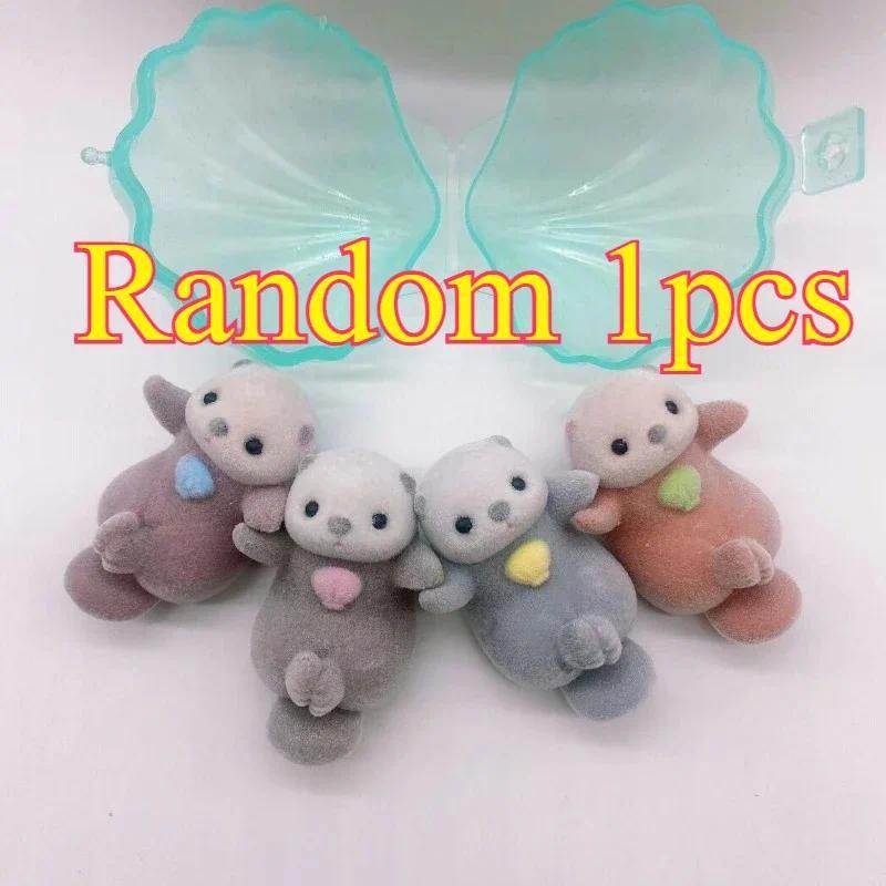 Genuine YELL Gashapon Capsule Toy Flocking Hand in Hand Otter Kawaii Animals Figures Model Toy Deskt