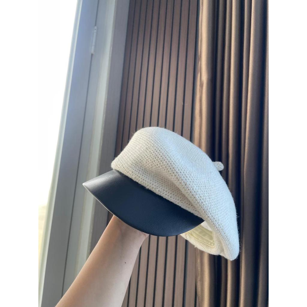 Hat Cream Knit Topi wanita
