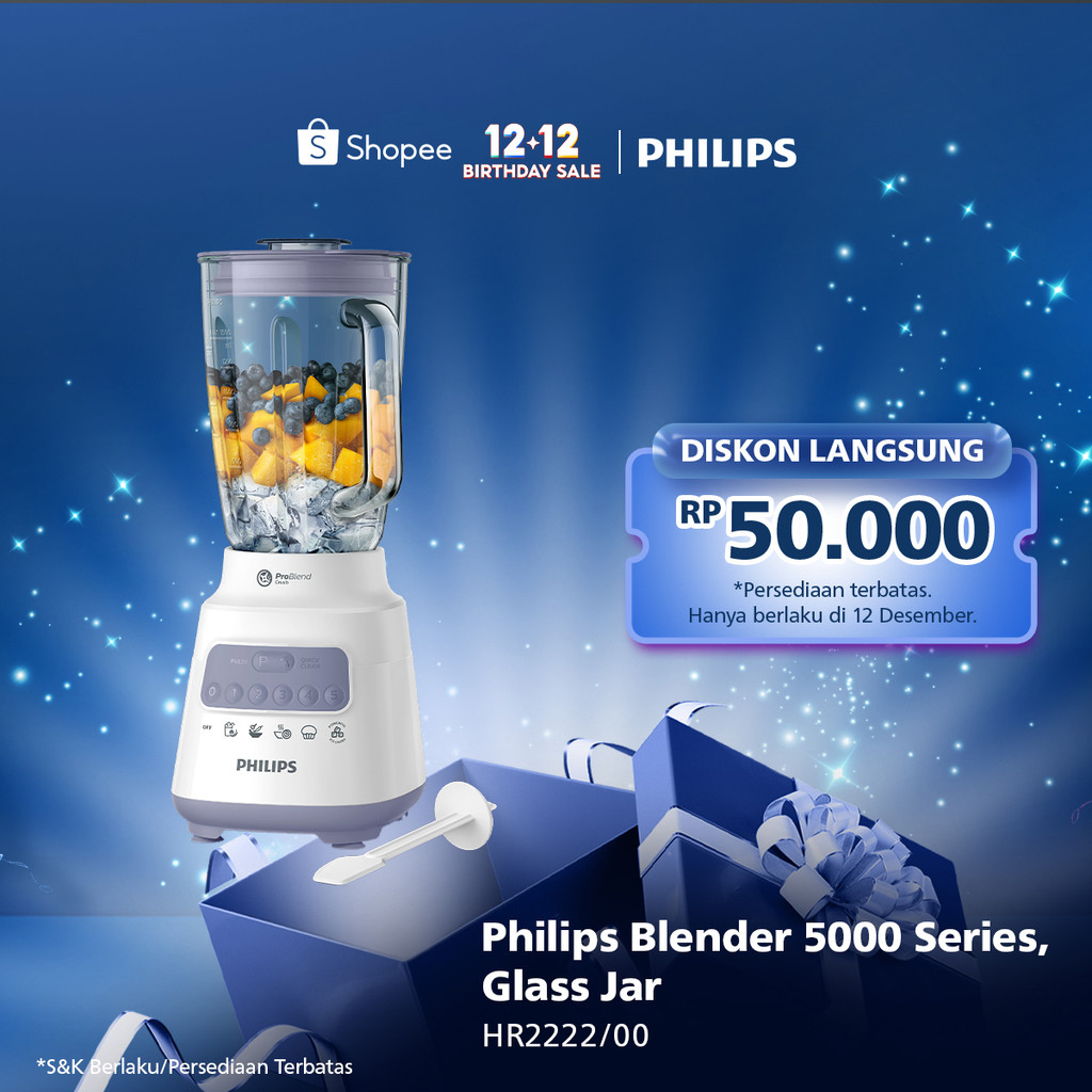 Blender Philips Kaca 2 liter - 5000 Series HR2222/00 - Blender jus - Blender bumbu philips - Dry Mil