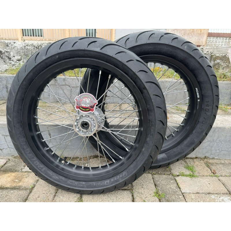 Supermoto Super moto Klx 150 D-Tracker Full Set Plus Ban Velg Rossi bonus Piringan