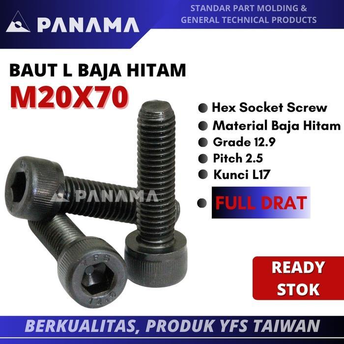 Baut L M20x70 Baut Baja Hitam 12.9 M20 x 70 Full Drat YFS Taiwan