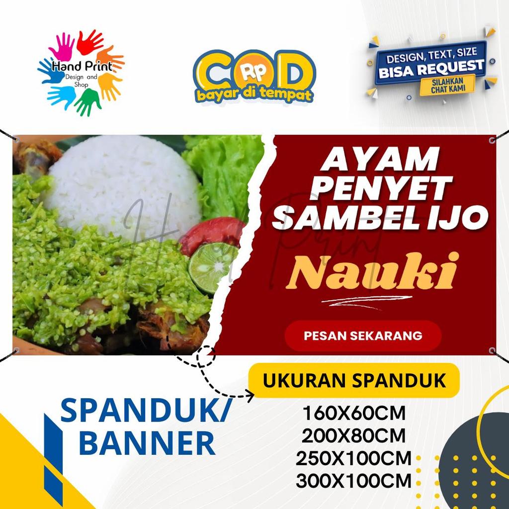 Cetak Spanduk Banner Ayam Penyet Sambal IJo MMT Spanduk Custom 200x100