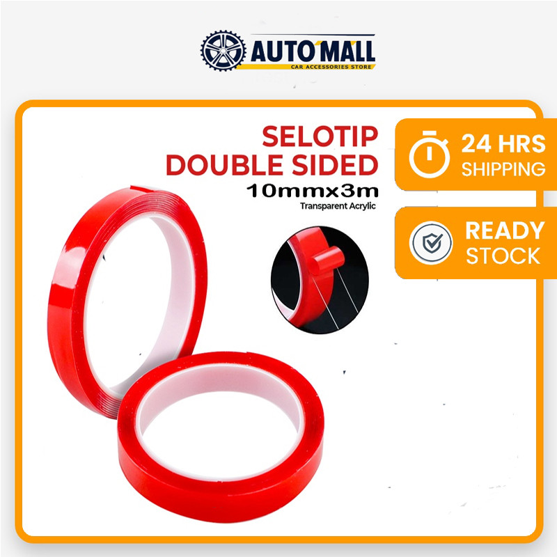 [10mm*3m] Perekat Double Tape Selotip Clear Tranparant Bening Double Tip Super Kuat