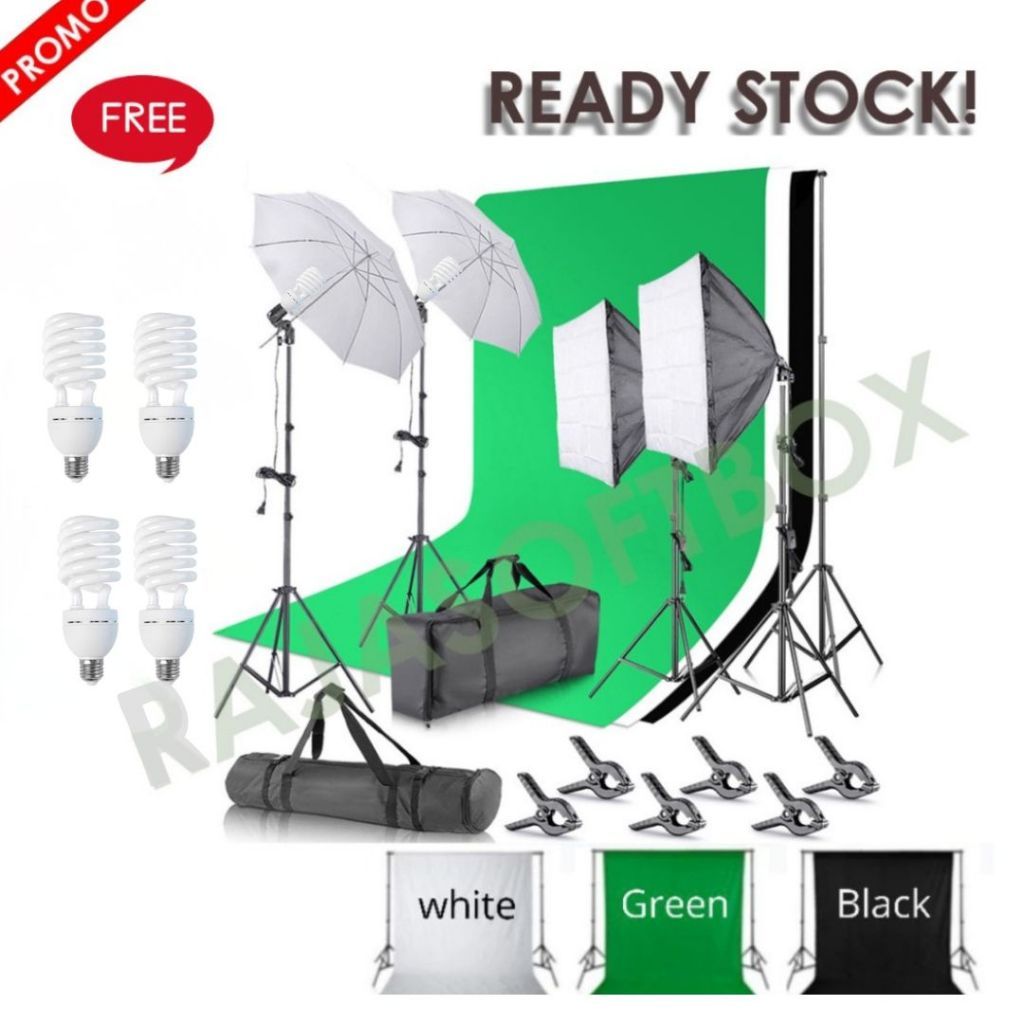 Paket Background Studio Foto Softbox Studio Lightning Plus Background Foto Studio Lampu Lighting Stu