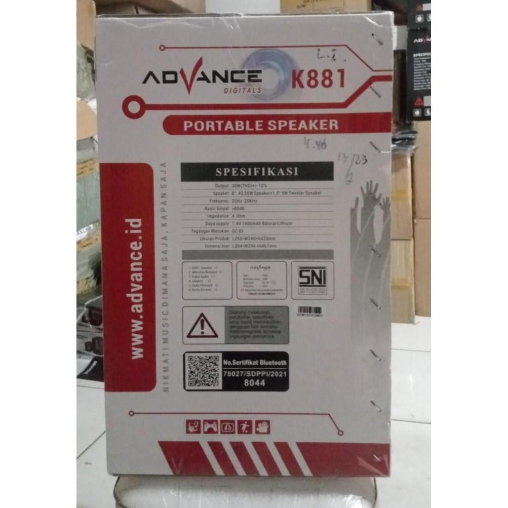 Speaker Bluetooth Portable Advance K881 V3 + 1 Mic Wireless K881