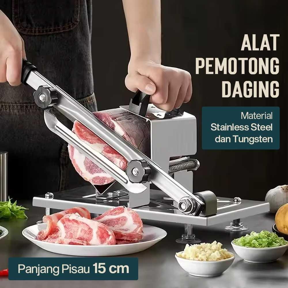 Alat Pemotong Daging Manual Stainless Steel Pemotong Slice Daging Presisi Anti Karat