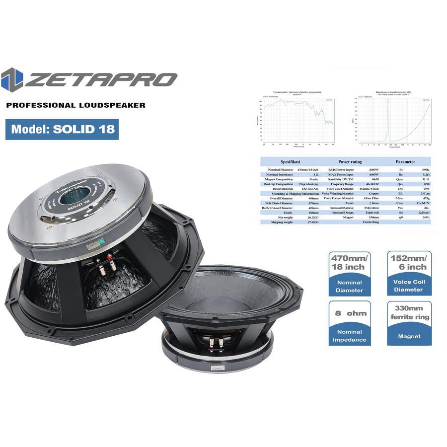 Speaker  Komponen ZETAPRO SOLID 18 / solid18  ( 18 Inch Voice Coil 6 Inch)
