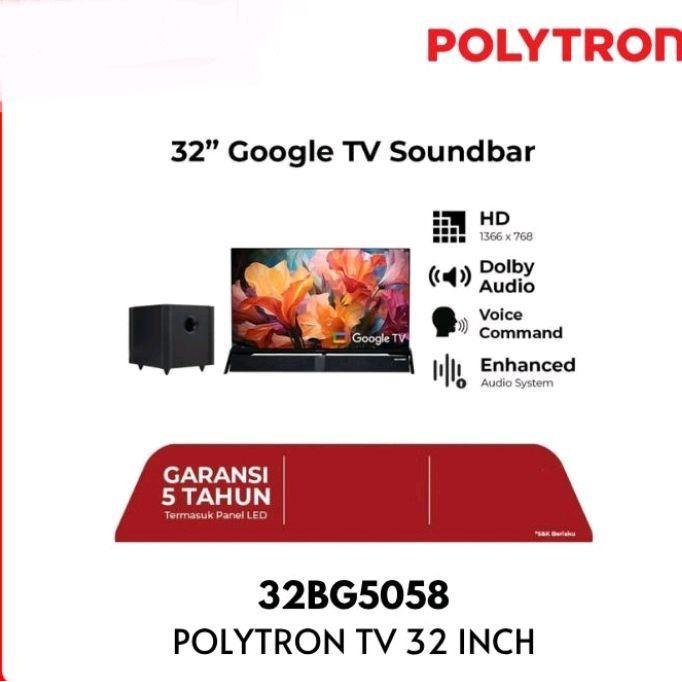 Polytron PLD 32BG5058 32 Inch Smart Google TV + Soundbar