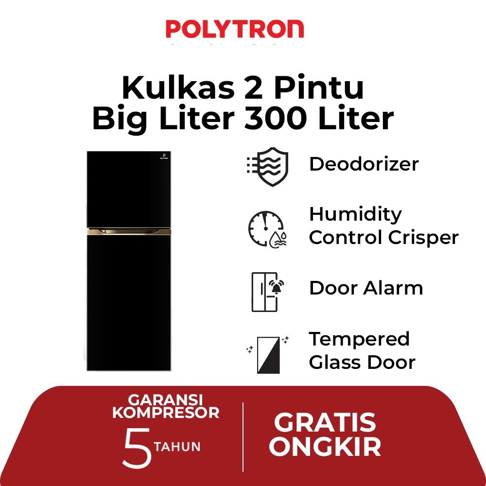 Kulkas POLYTRON 2 Pintu Belleza Big Liter 300 Liter - PRM 430X